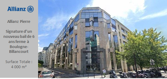 Nouveau bail a Boulogne pour Allianz-Pierre