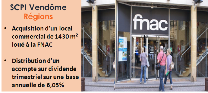 Nouvelle acquisition pour la SCPI VENDOME REGIONS annonce par Norma Capital 01