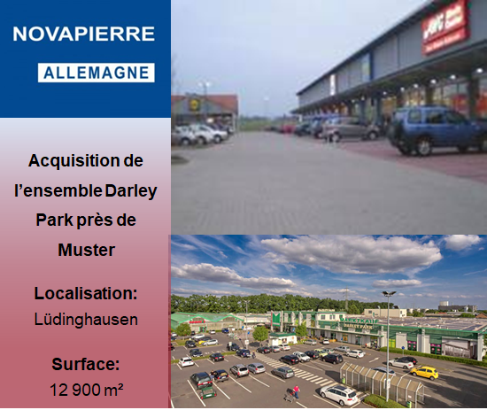 Novapierre Allemagne acquiert l ensemble Darley Park pres de Muenster